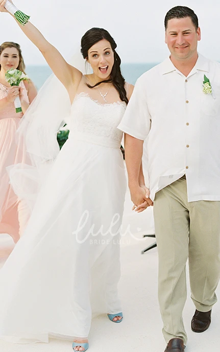 Elegant A-Line Lace Country Wedding Dress with Open Back and Brush Train Country Wedding Dress