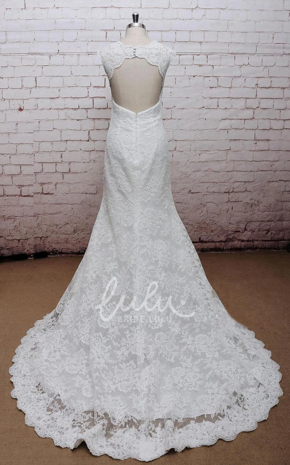Classic V-Neck Lace Wedding Dress With Empire Waist and Open Back