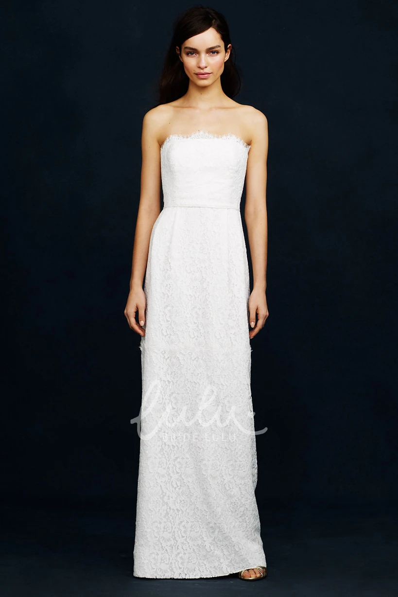 Strapless Lace Sheath Wedding Dress Romantic Bridal Gown