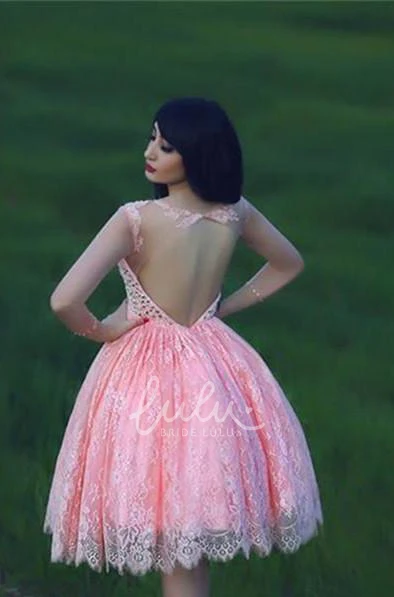 Unique Pink Homecoming Dress with Beadings and Lace Appliques