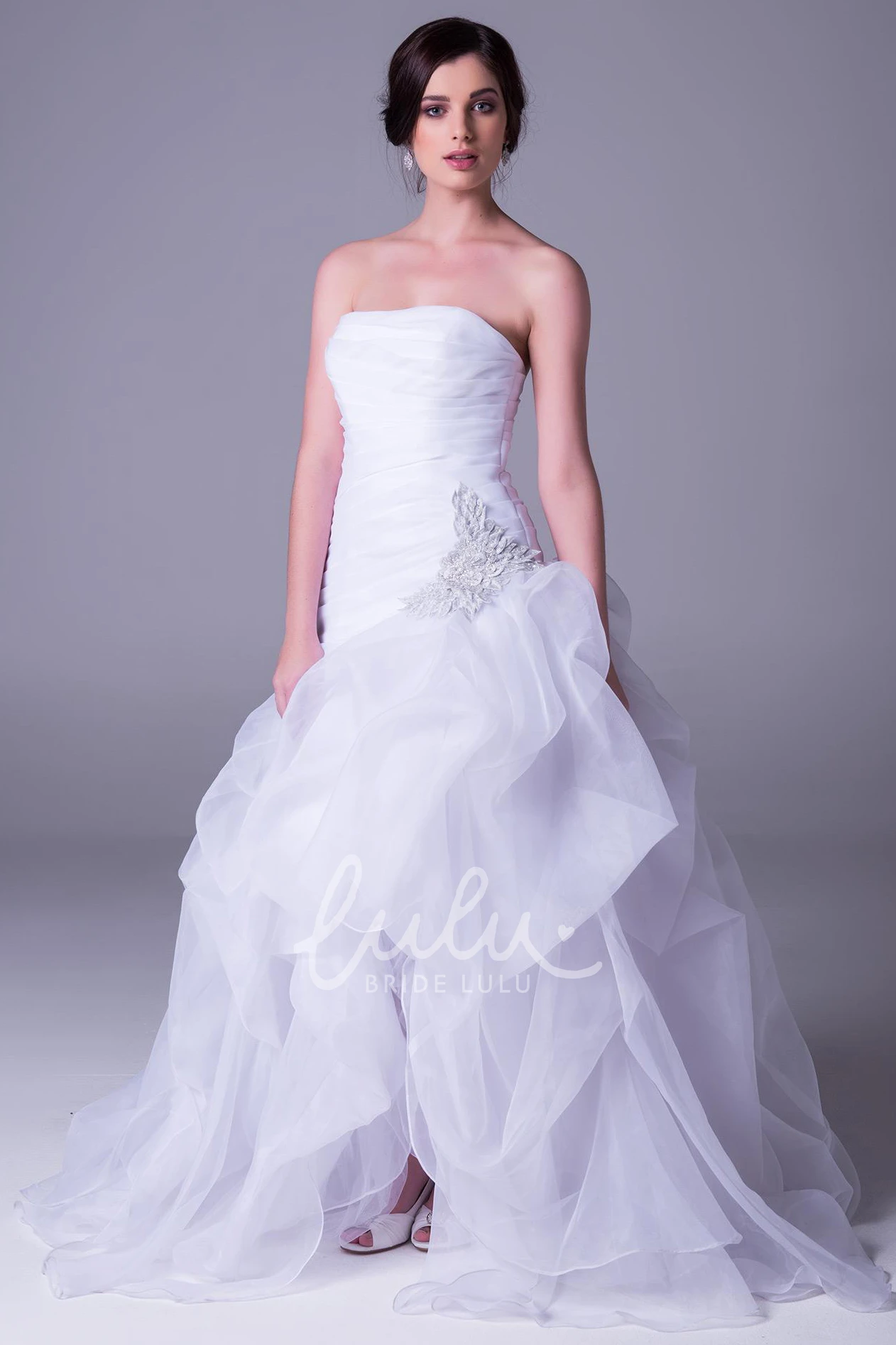 Organza Split-Front Strapless Wedding Dress