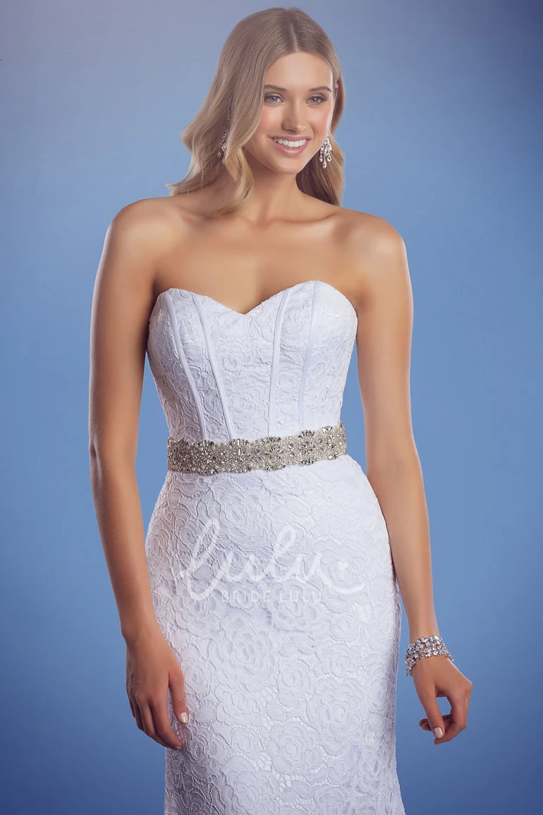 Lace Sleeveless Sweetheart Wedding Dress Sheath Floor-Length Style