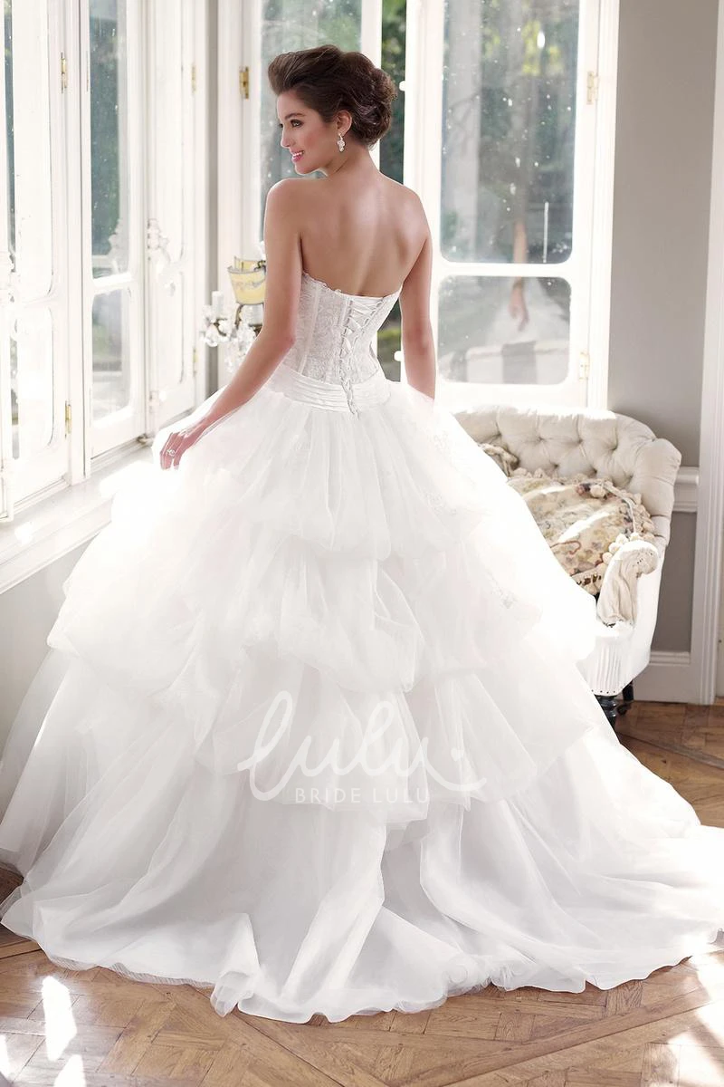 Sweetheart Tulle Wedding Dress with Pick-Up Skirt Stunning Ball Gown