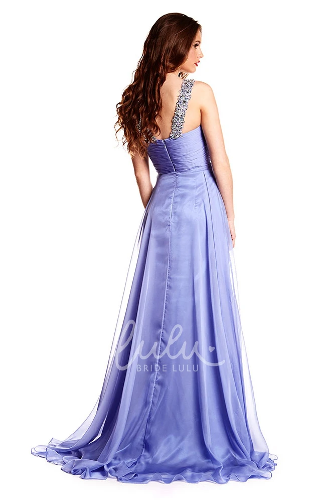 Maxi Beaded Sleeveless Chiffon Prom Dress with Straps Unique Prom Dress for Women