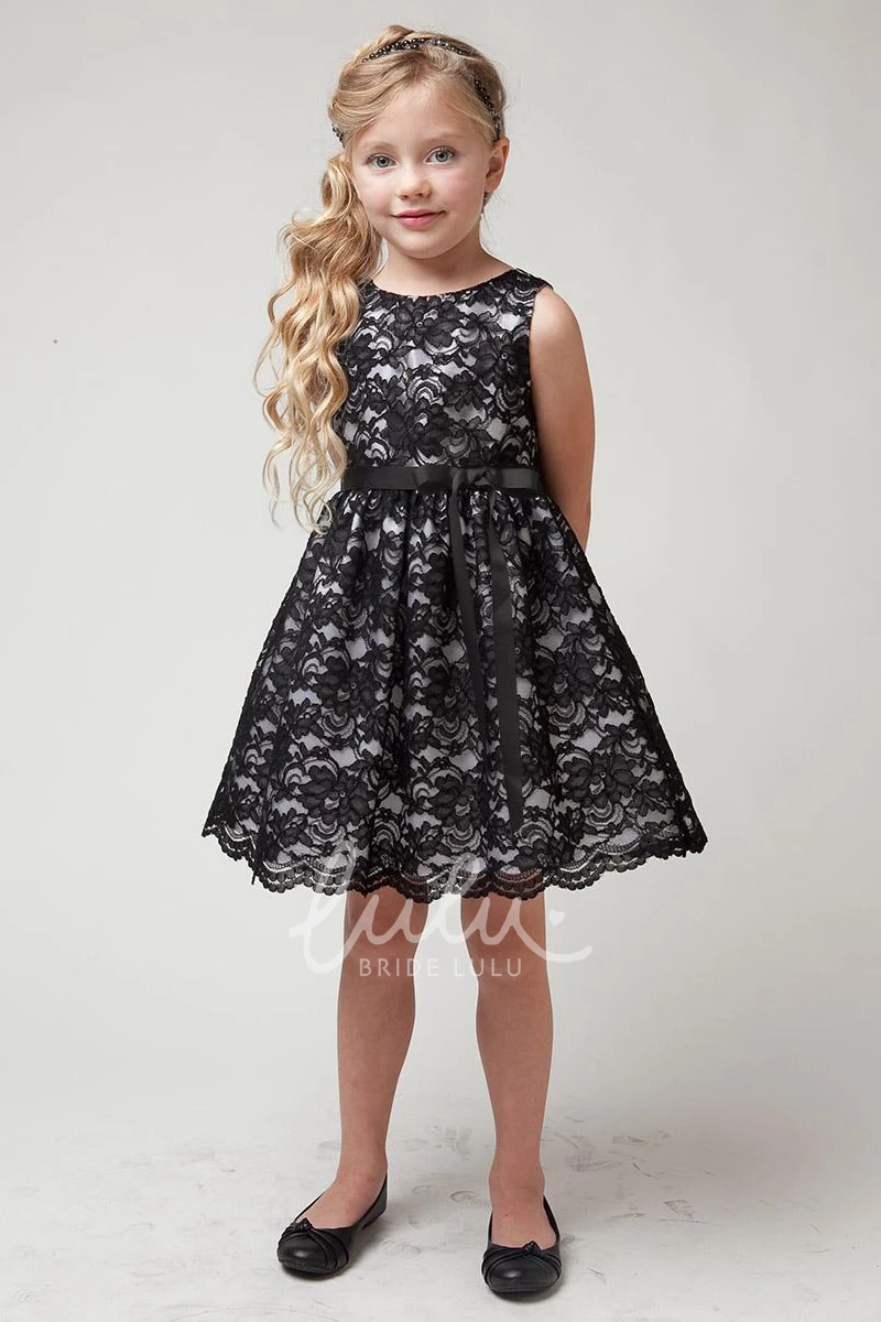 Lace Tiered Flower Girl Dress Knee-Length Split Unique