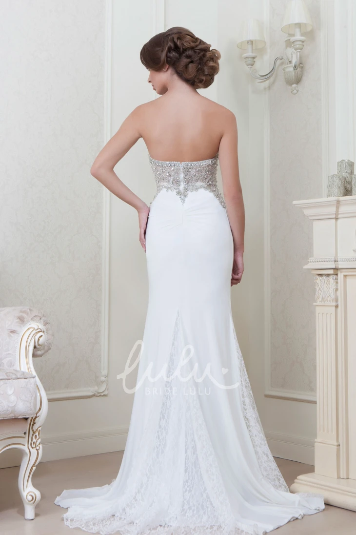 Strapless Beaded Lace A-Line Floor-Length Evening Dress Modern Formal Dress