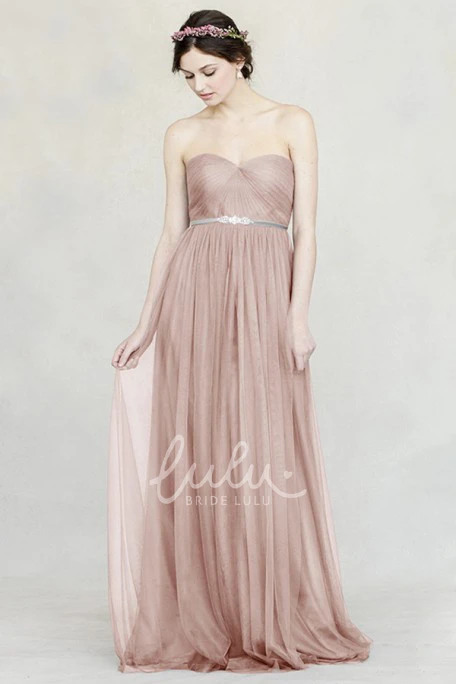 Sleeveless Jeweled Empire Tulle Bridesmaid Dress with Straps Elegant Bridesmaid Dress 2025