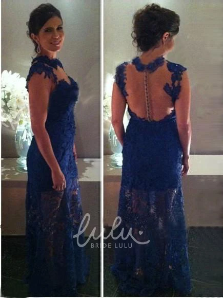 Sleeveless Lace High Neck Sheath Column Dress Elegant Formal Guest Attire