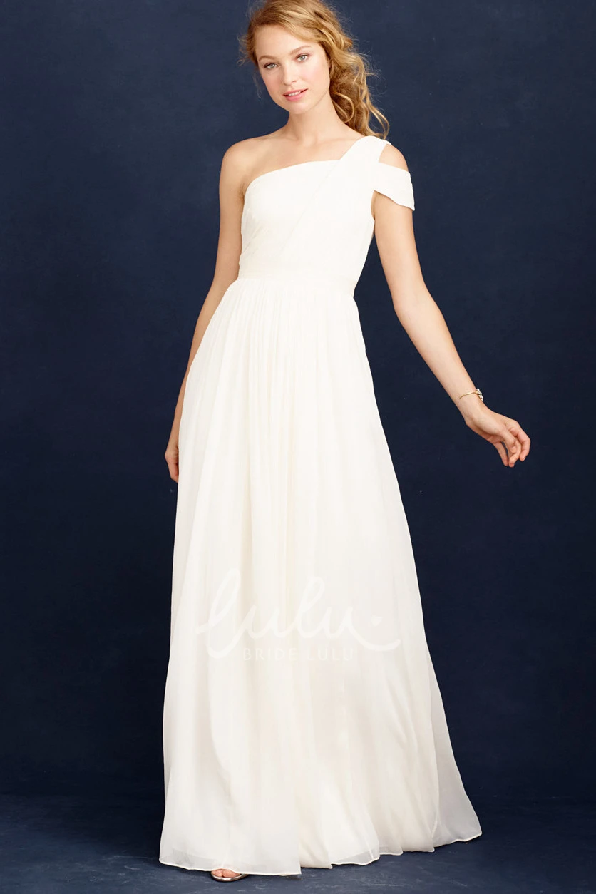 Chiffon One-Shoulder Ruched Wedding Dress Elegant & Flowy