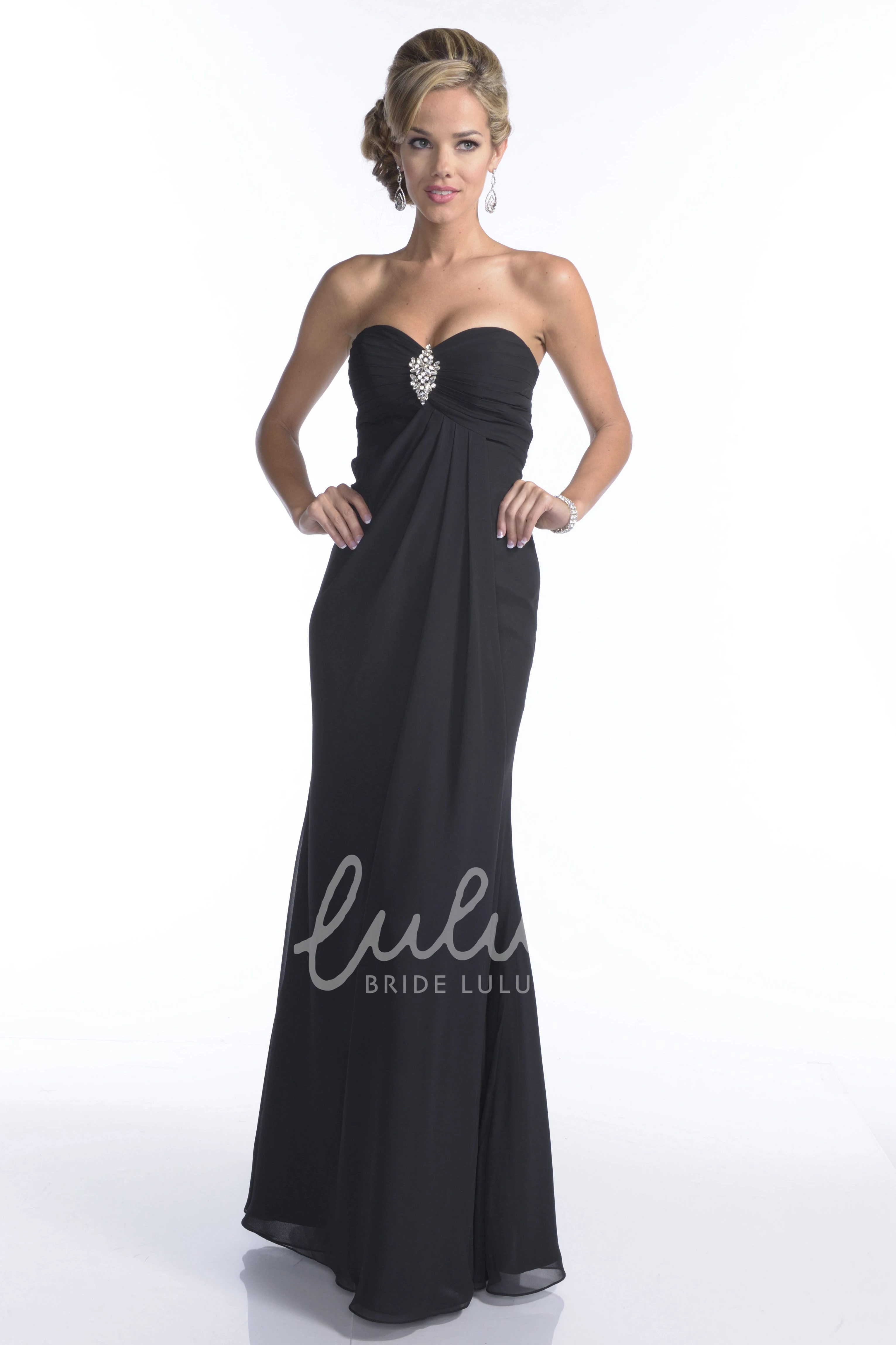 Empire Strapless A-Line Chiffon Bridesmaid Dress with Rhinestones Unique Bridesmaid Dress