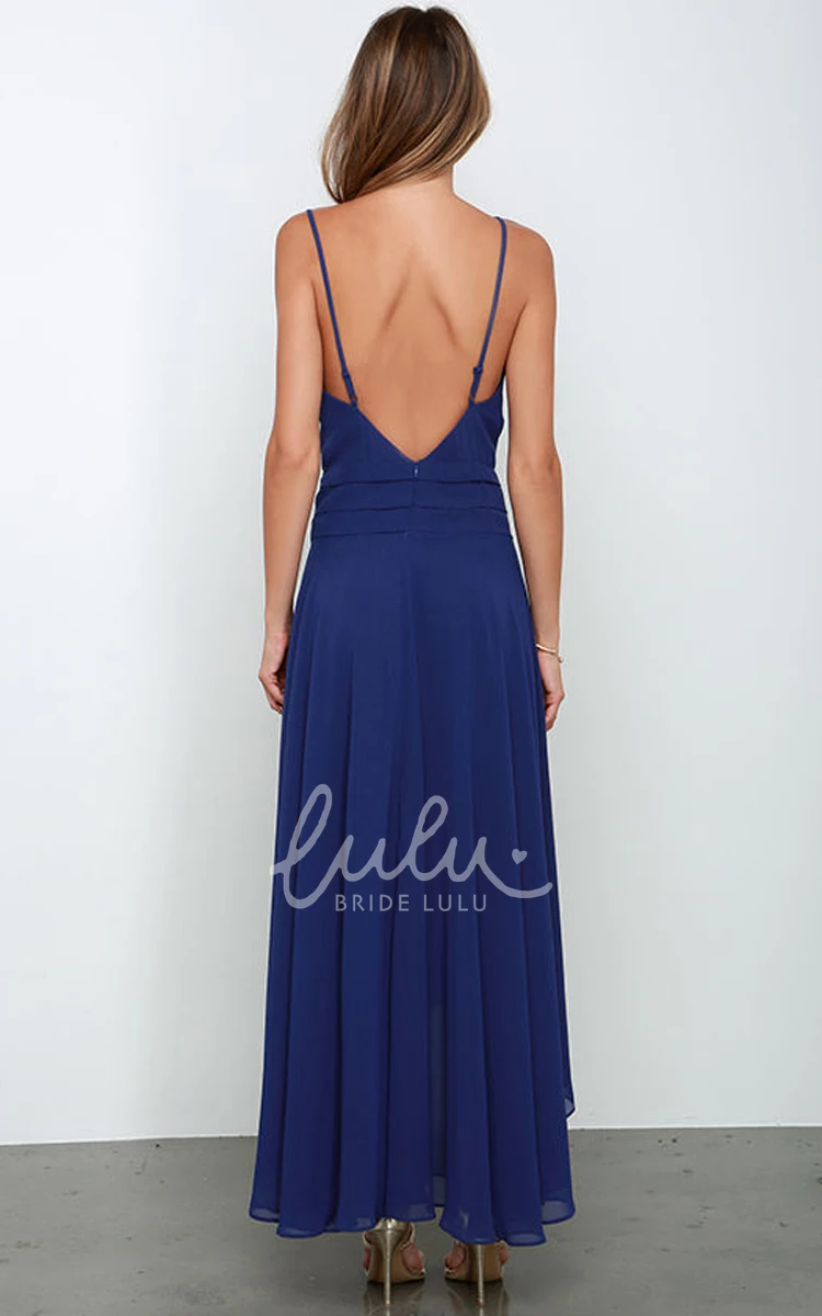 Chiffon Sleeveless Prom Dress with High-Low Hem and Side Split
