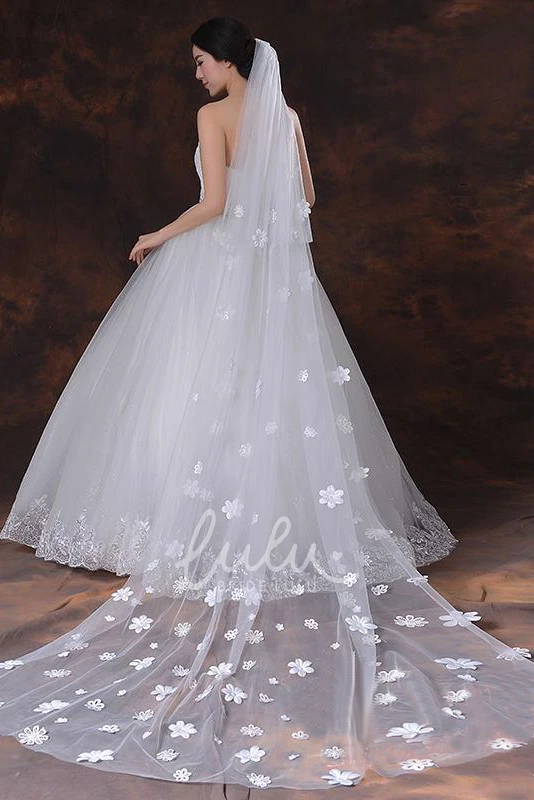 Flower Applique Cathedral Wedding Veil Latest Ethereal Style