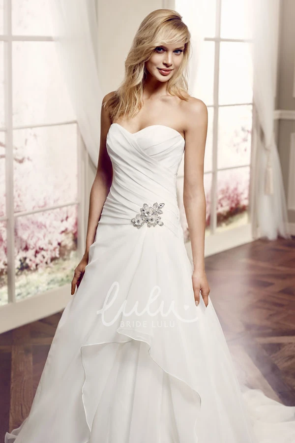 Sweetheart Tulle A-Line Wedding Dress with Draping and Criss Cross Elegant Wedding Dress