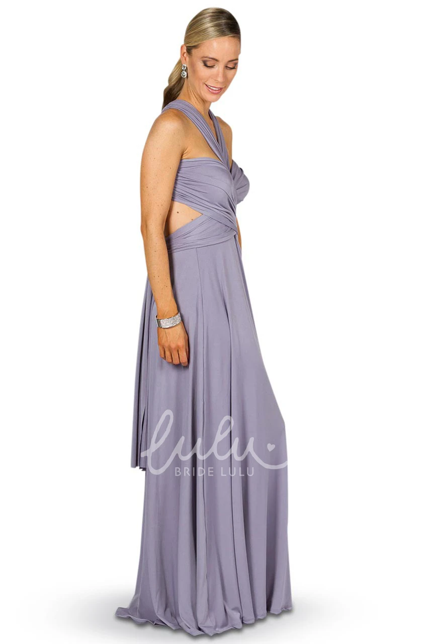 A-Line Floor-Length Haltered Chiffon Bridesmaid Dress Simple and Classy