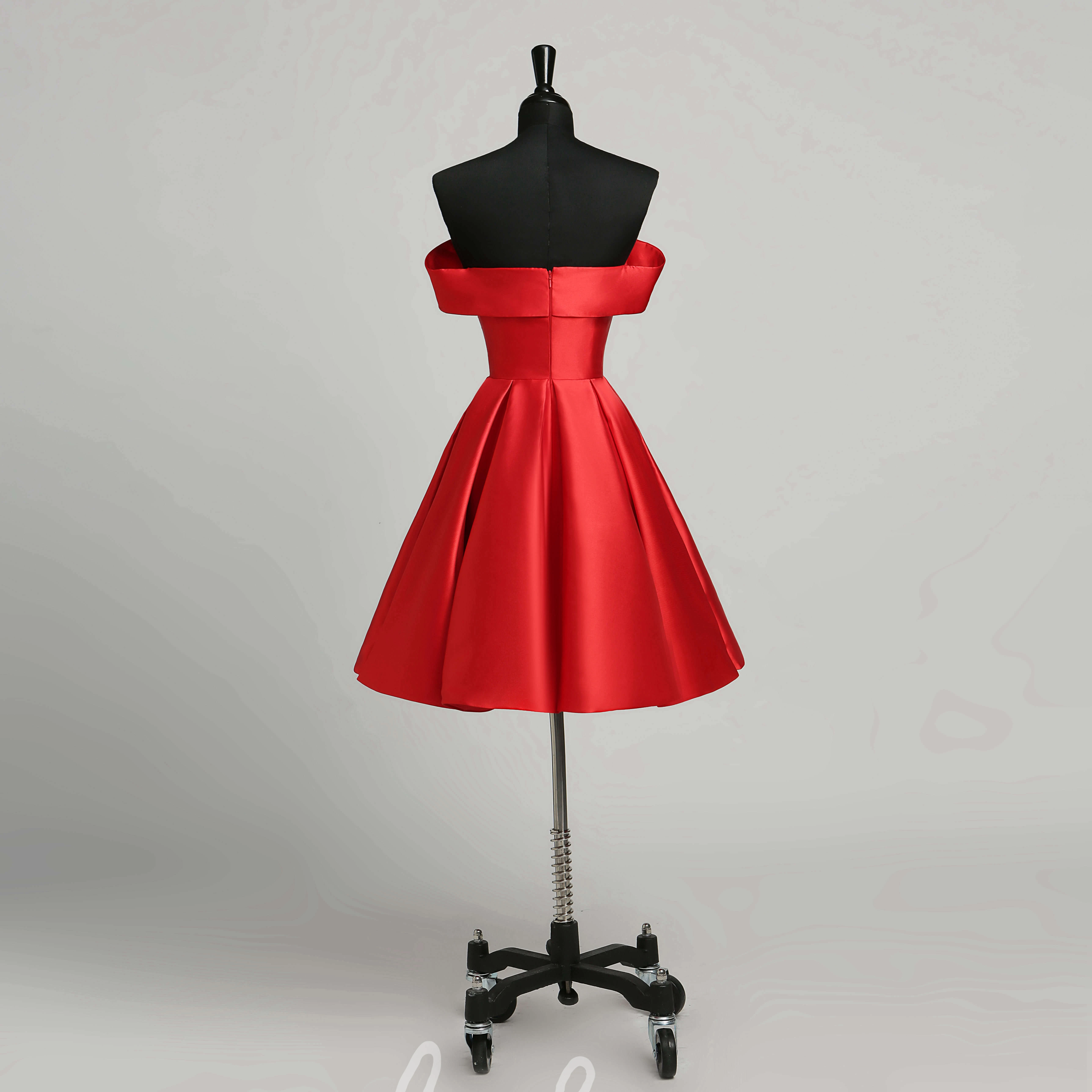 Elegant Satin A-Line Off-the-Shoulder Sleeveless Mini Formal Dress