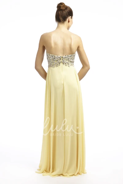 Empire Sheath Beaded Chiffon Prom Dress Classy Formal Dress with Sweetheart Neckline