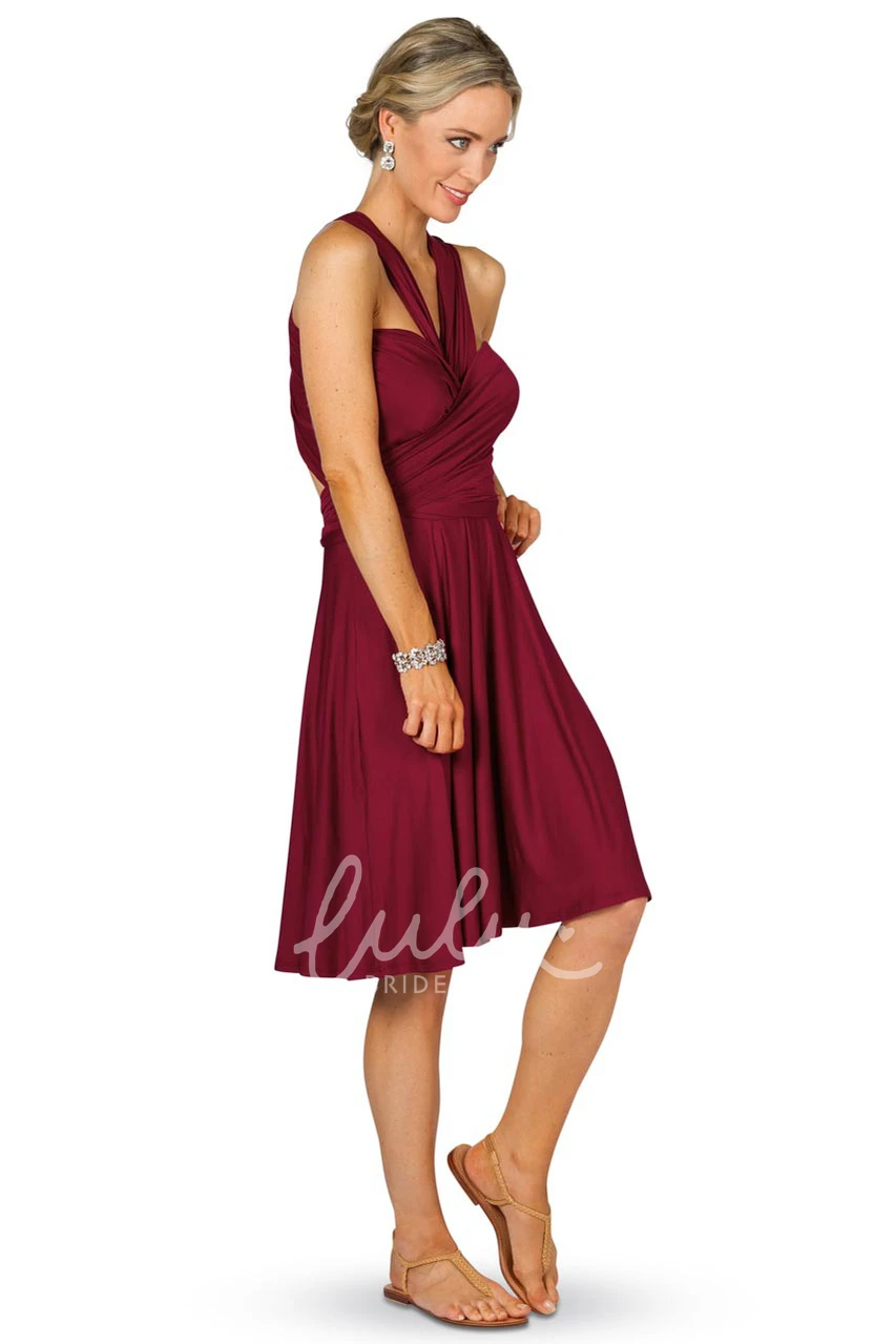 Knee-Length Sleeveless Chiffon Bridesmaid Dress with Criss-Cross Straps Unique Bridesmaid Dress