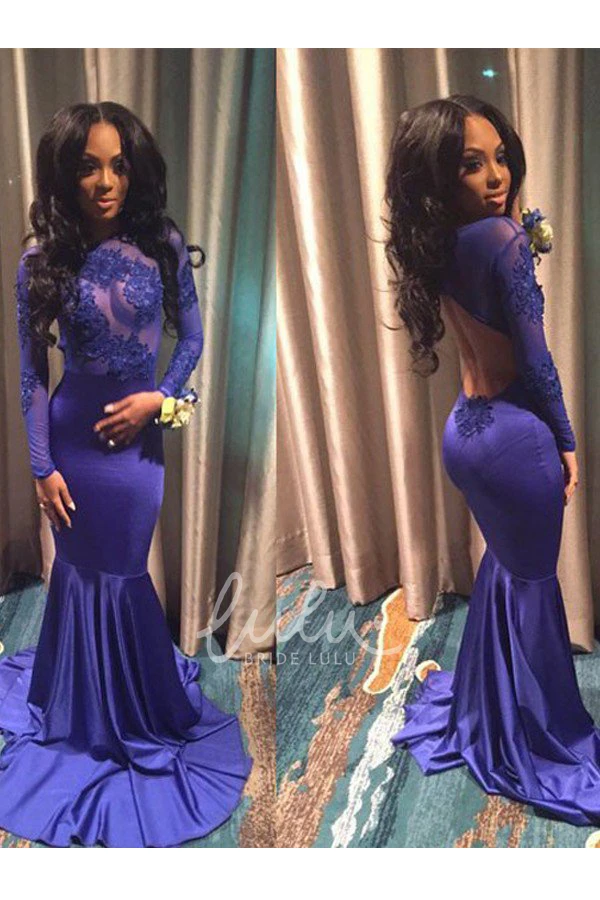 Illusion High Neck Lace Mermaid Formal Dress with Long Sleeves