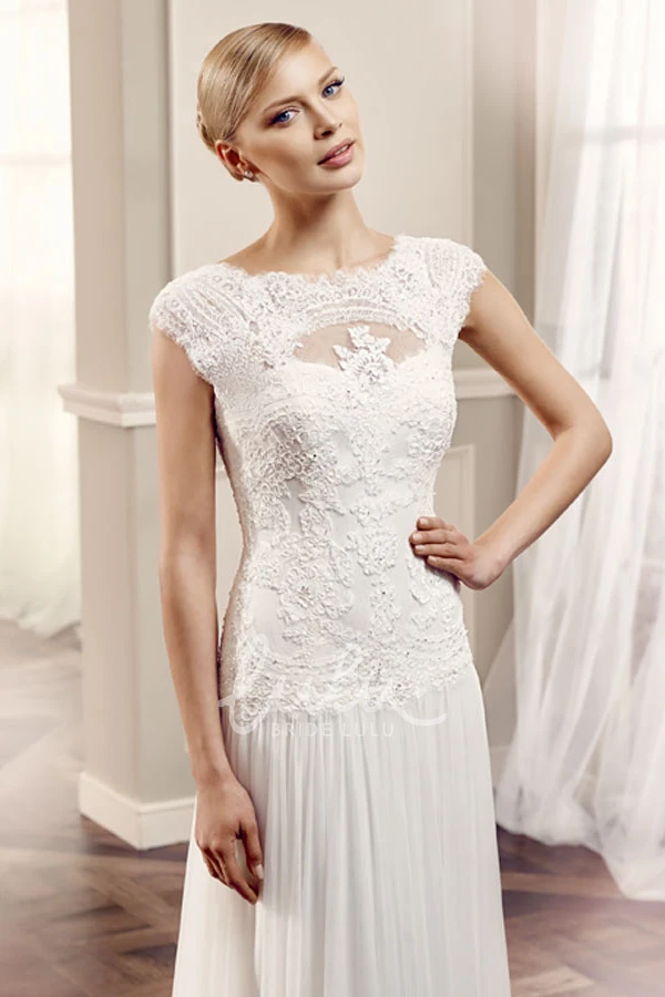 Illusion Sleeveless Chiffon&Lace Wedding Dress
