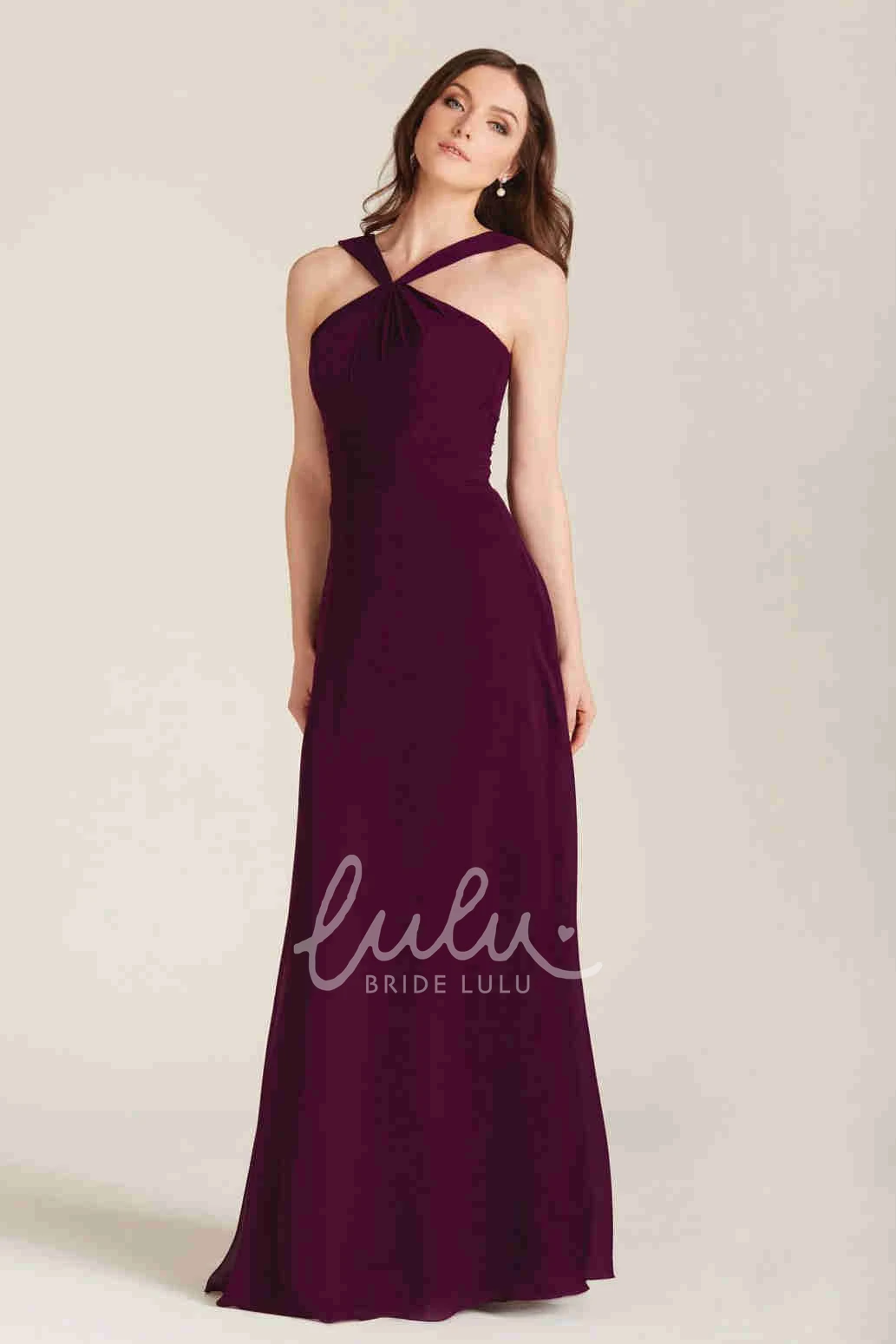 Chiffon Ruched Sleeveless Bridesmaid Dress Elegant Bridesmaid Dress