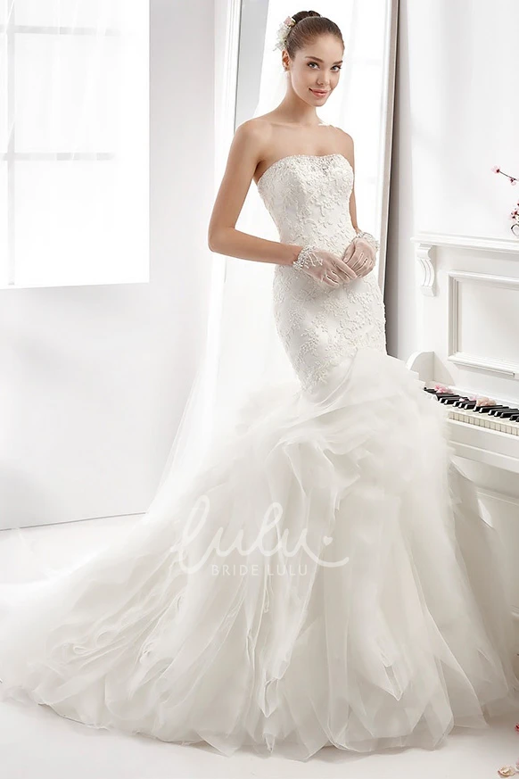 Mermaid Strapless Wedding Dress with Appliques and Sequins