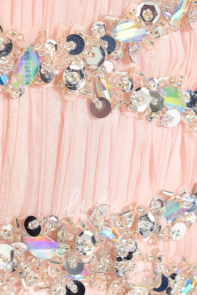 Maxi A-Line Sleeveless Sweetheart Satin Prom Dress Beaded with Straps