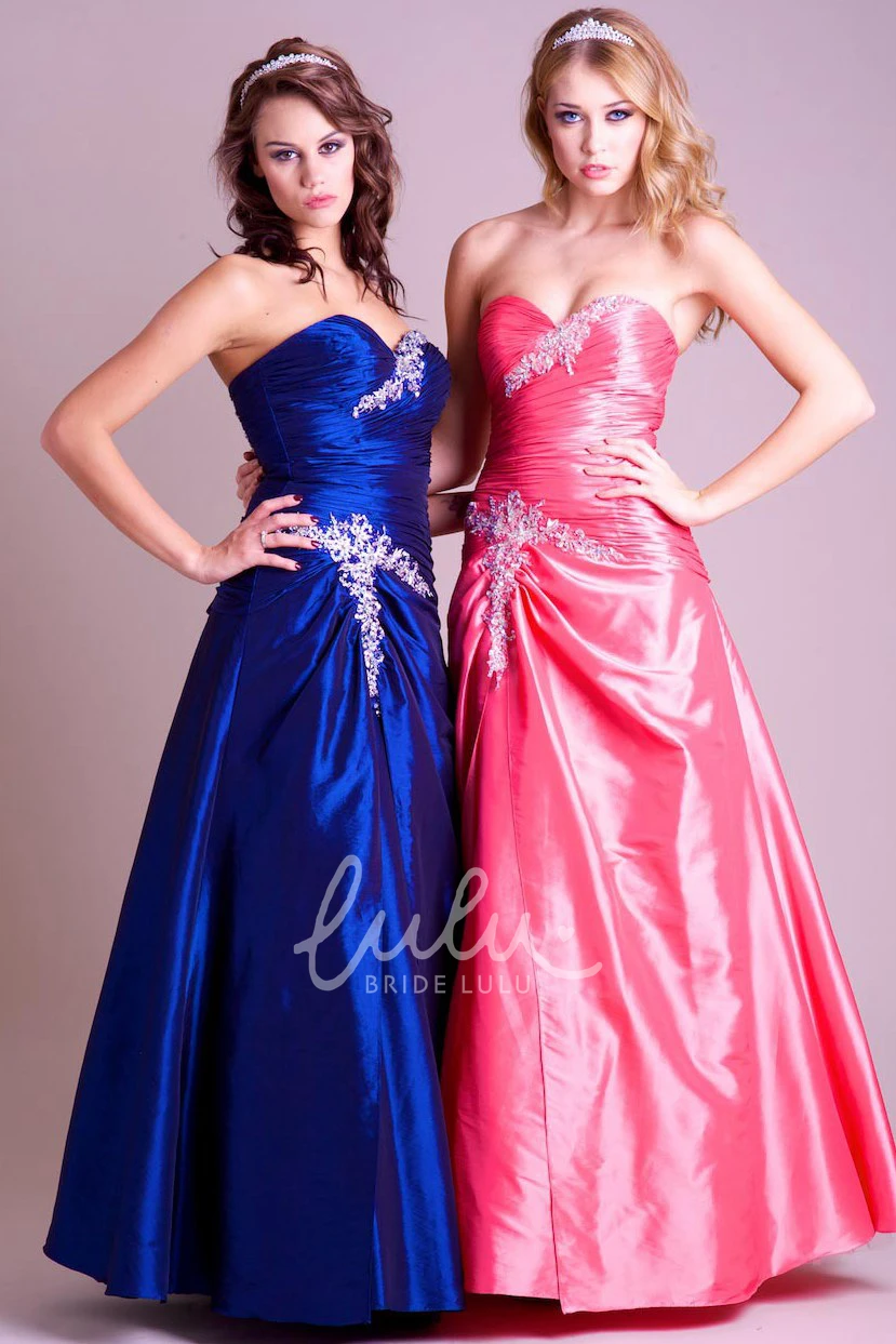 Satin Sweetheart A-Line Prom Dress with Ruching and Draping Floor-Length