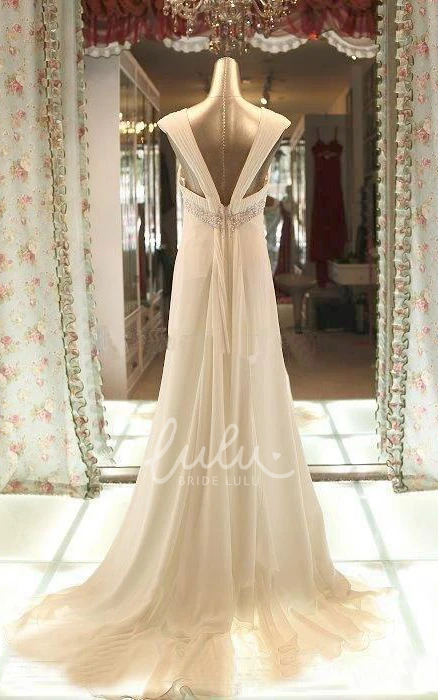 Chiffon Lace Wedding Dress with Corset Back and Floor Length