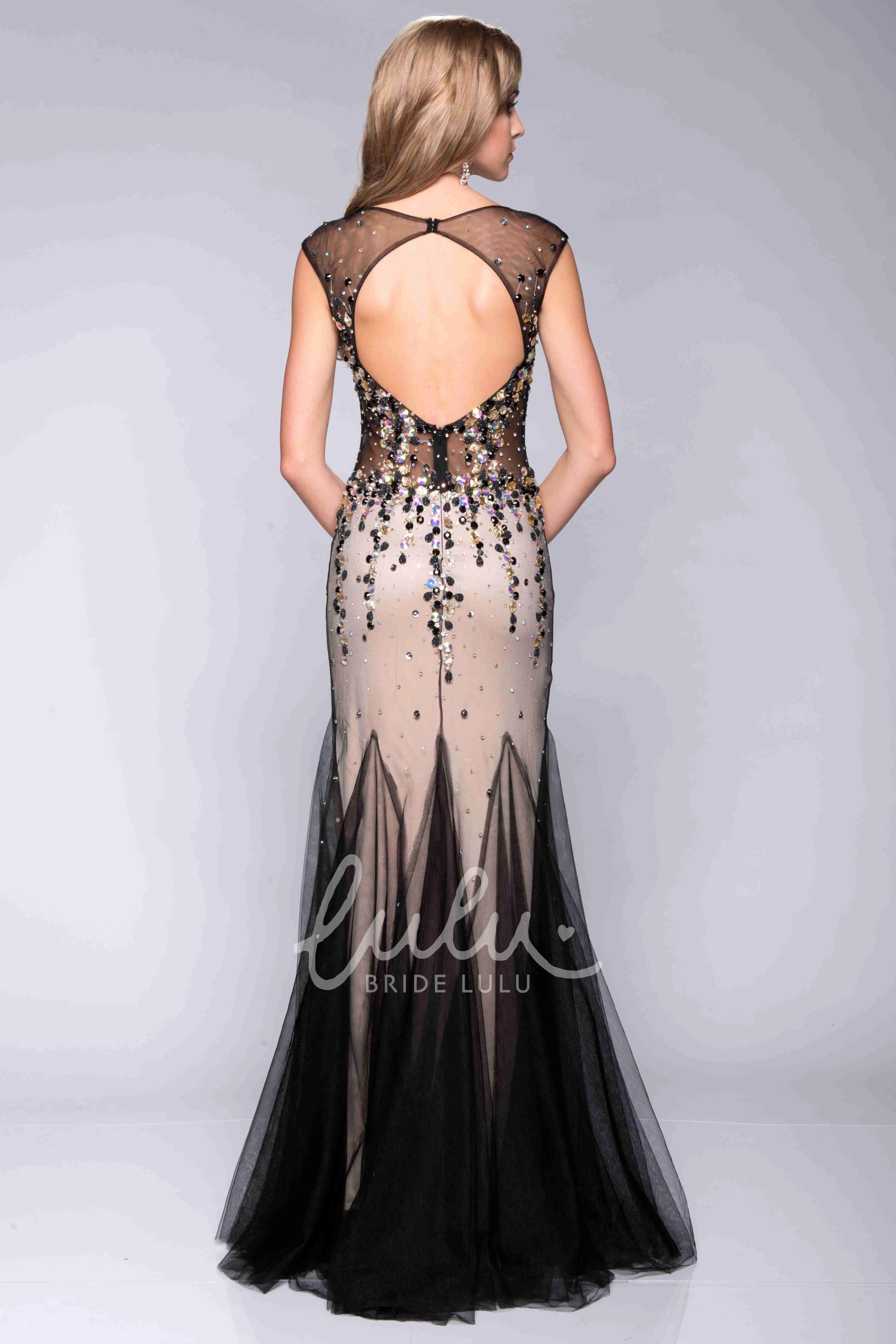 V-Neck Cap Sleeve Sequined Prom Dress with Special Skirt Classy Prom Dress 2025