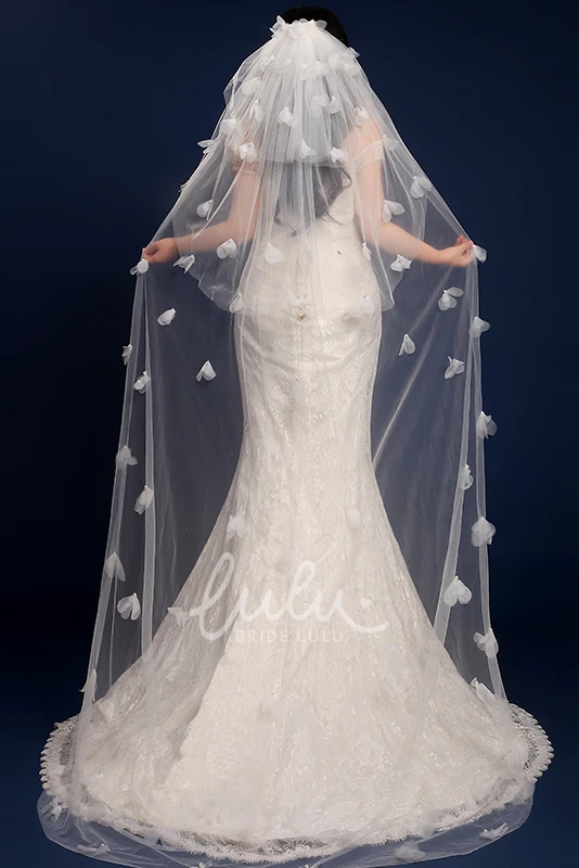 Exquisite Flower Cathedral Wedding Veil Ethereal Style