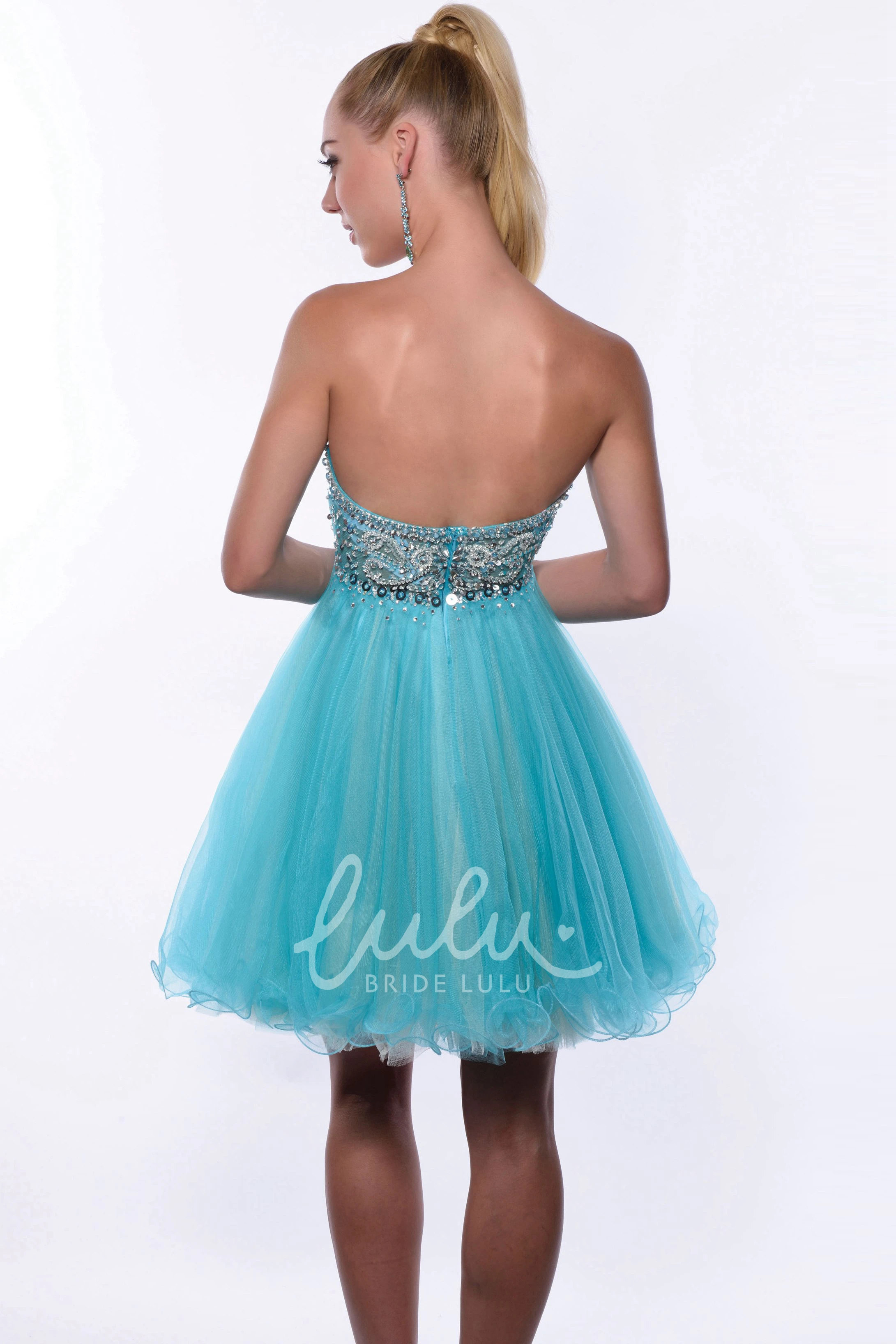 Shining Corset A-Line Tulle Homecoming Dress Mini Bridesmaid Dress