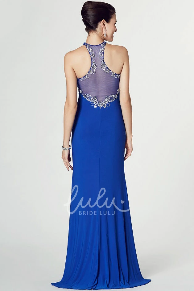 Split-Front Sleeveless Chiffon Prom Dress with Pleats and Beading Modern Prom Dress