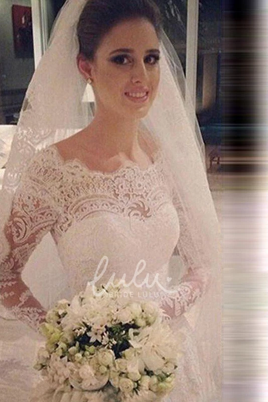 Lace Scoop Neck Mermaid Wedding Dress with Tulle Skirt Classy Bridal Gown