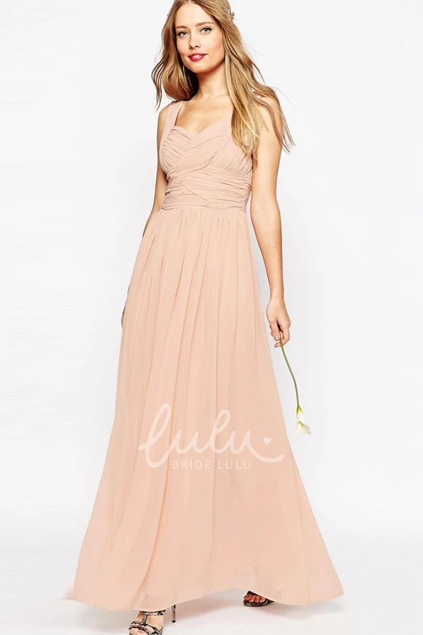 Criss-Cross Strapped Chiffon Bridesmaid Dress Sleeveless