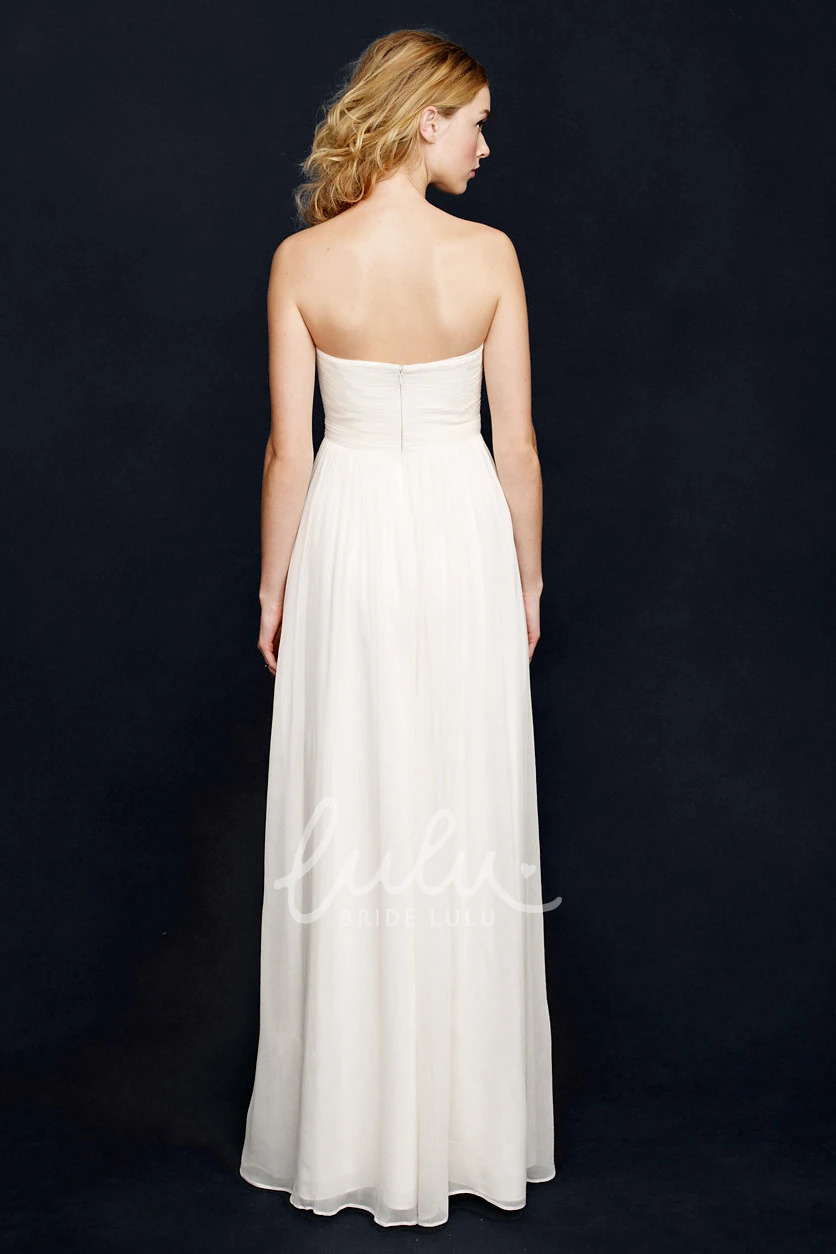 A-Line Empire Ruched Notched Long Wedding Dress Timeless Bridal Gown