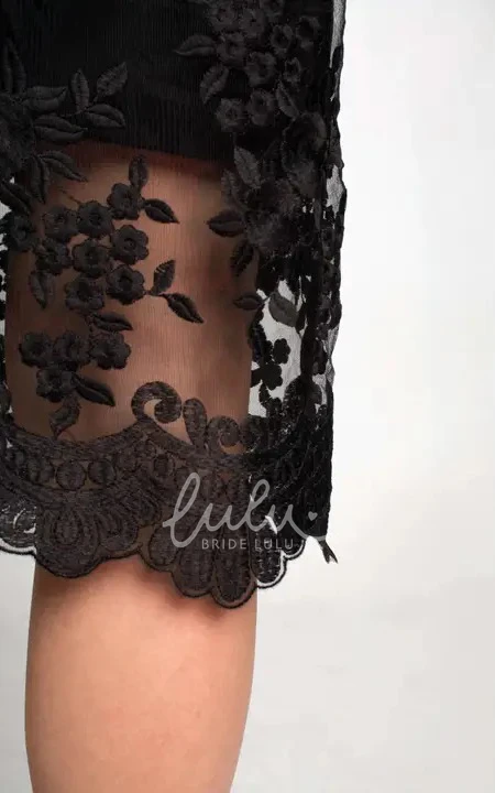 Lace 3/4 Sleeve Knee-length Pencil Cocktail Dress with Split Front Sexy & Classy