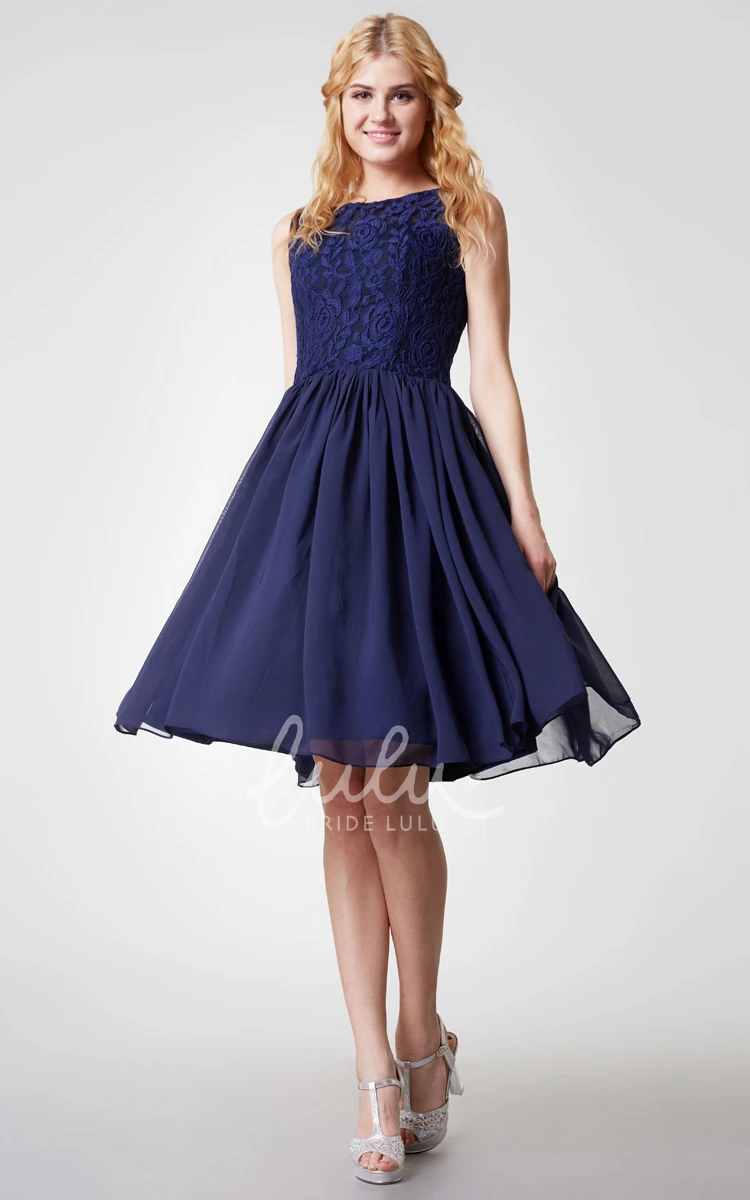 Floral Sleeveless Chiffon Knee Length Bridesmaid Dress with Keyhole 2025 Women's Collection