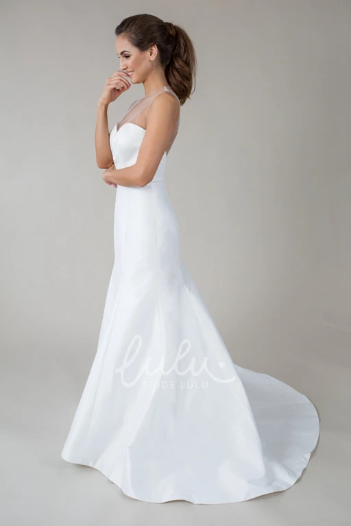 Satin Sweetheart V-Back Warm Wedding Dress Long Elegant Gown 2025