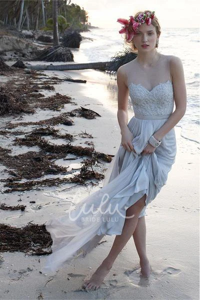 High Neck Chiffon A-Line Wedding Dress Modern Women's Bridal Gown