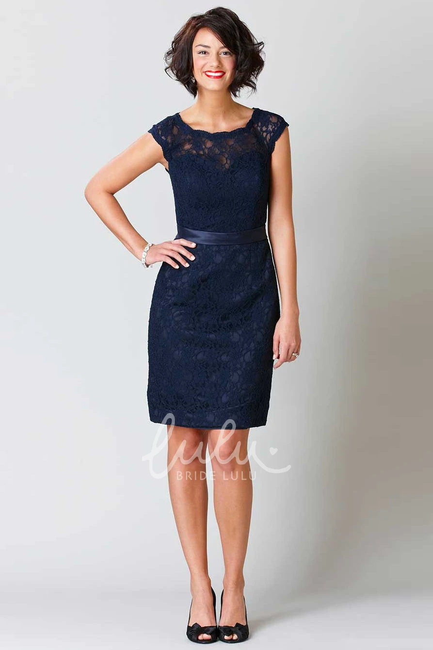 Sleeveless Lace Bridesmaid Dress with Ribbon and Keyhole Classy Bridesmaid Dress