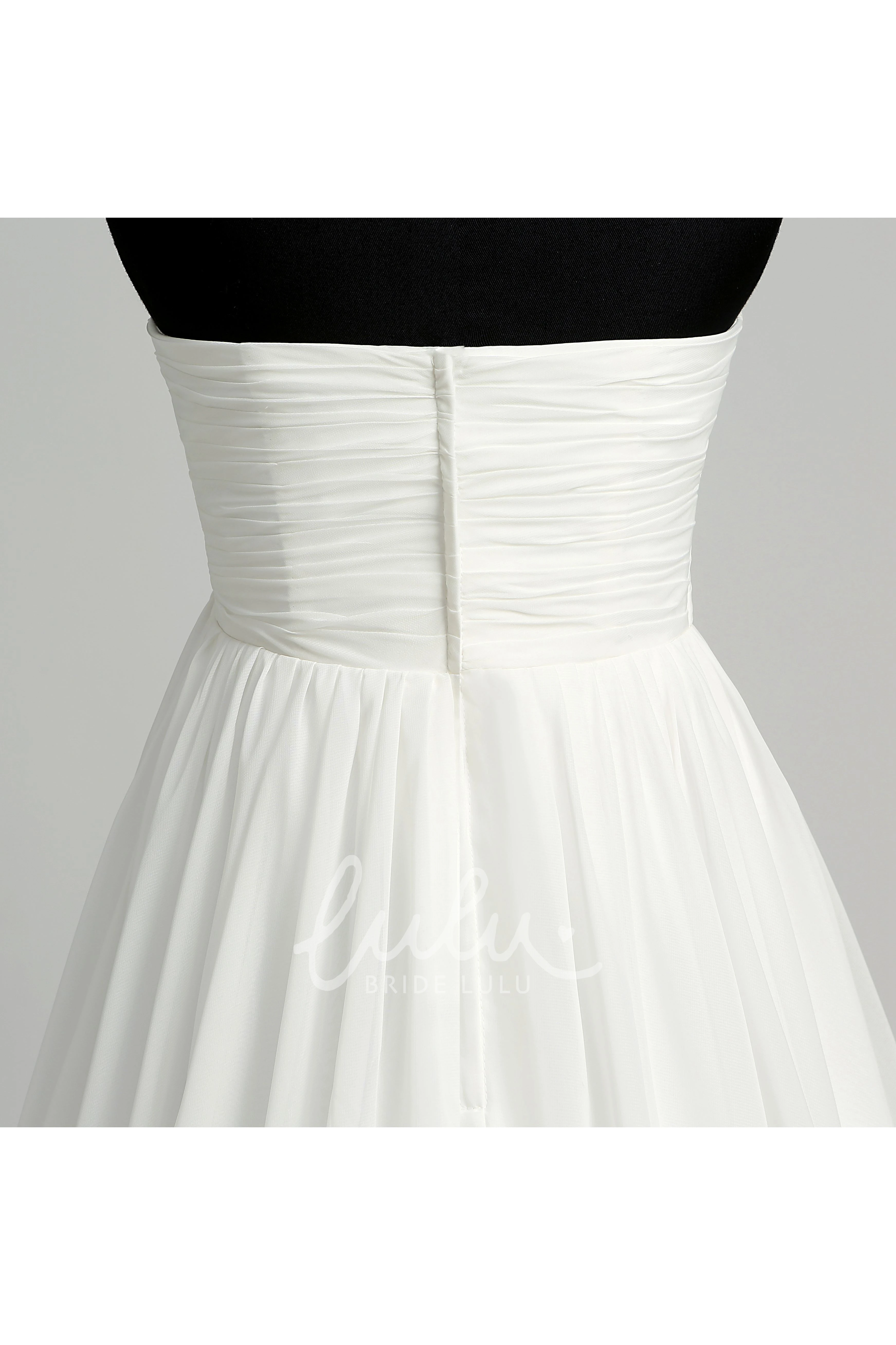 Maternity Wedding Dress Chiffon A-line Sweetheart Sleeveless with Beading and Ruching