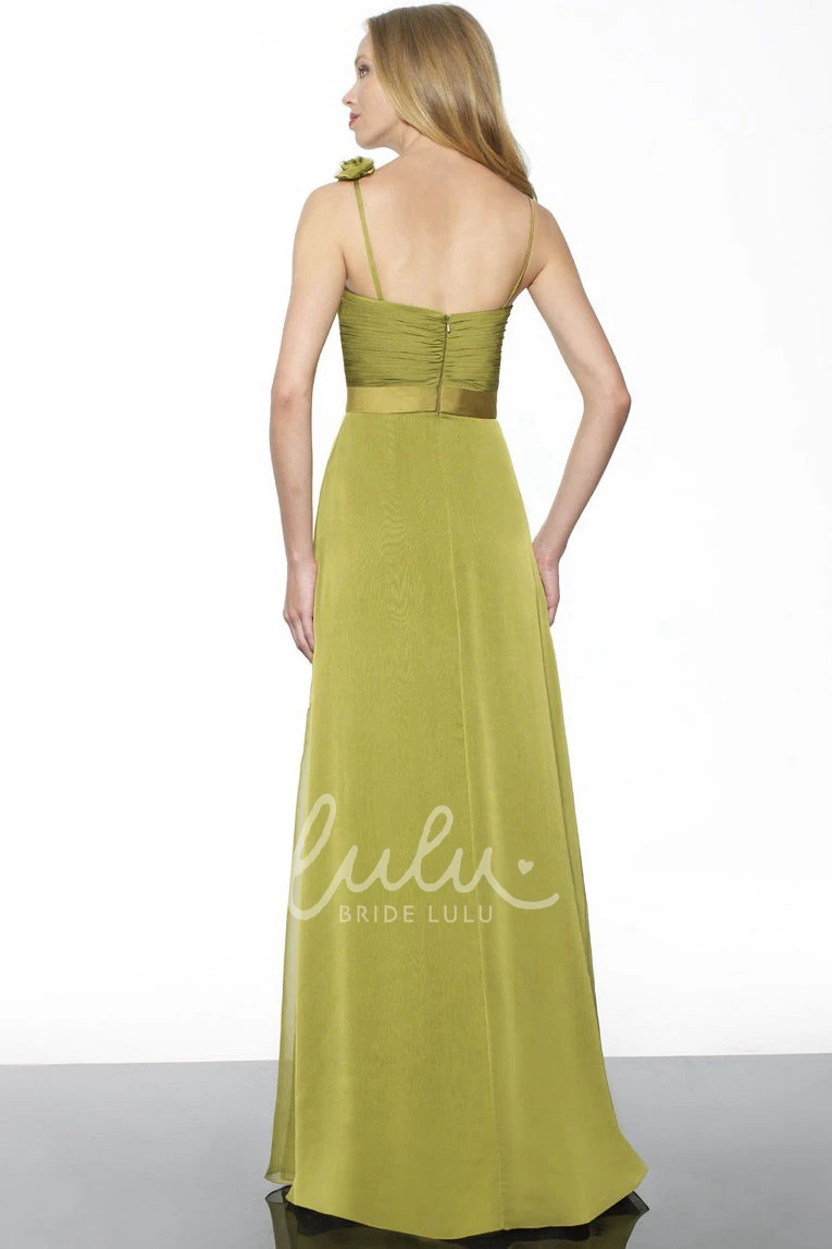 Sleeveless Chiffon Bridesmaid Dress with Draped Spaghetti Elegant Bridesmaid Dress