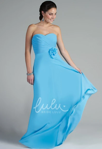 A-line Chiffon Bridesmaid Dress with Sweetheart Neckline and Waist Flower