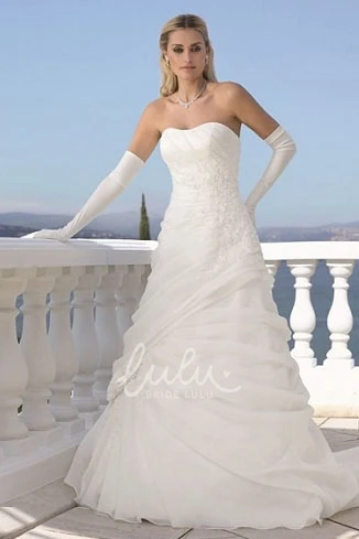 Organza A-Line Strapless Wedding Dress with Draping
