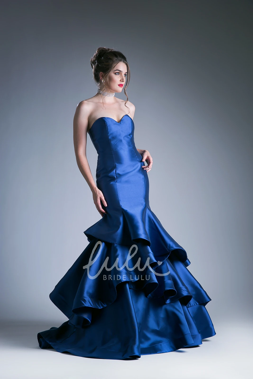 Satin Trumpet Formal Dress with Sweetheart Neckline and Corset Back