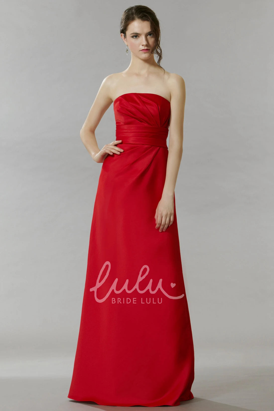Strapless Satin Bridesmaid Dress with Ruched Bodice Classy Dress for Bridesmaids