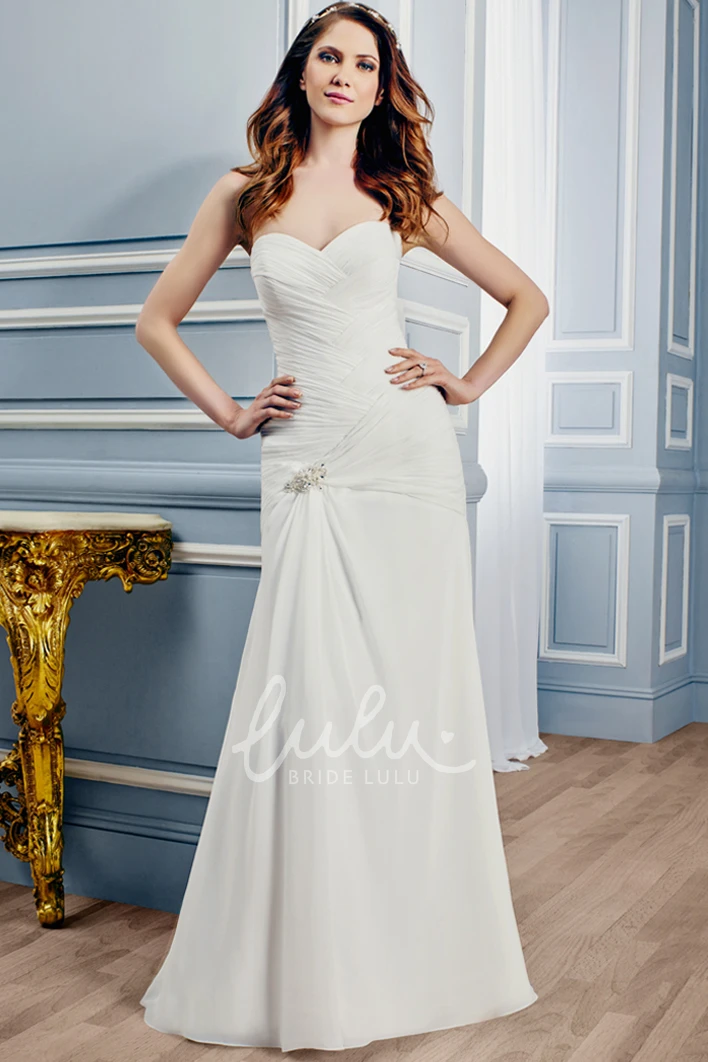 Sweetheart Chiffon Wedding Dress with Criss Cross and Zipper Modern Sheath Bridal Gown