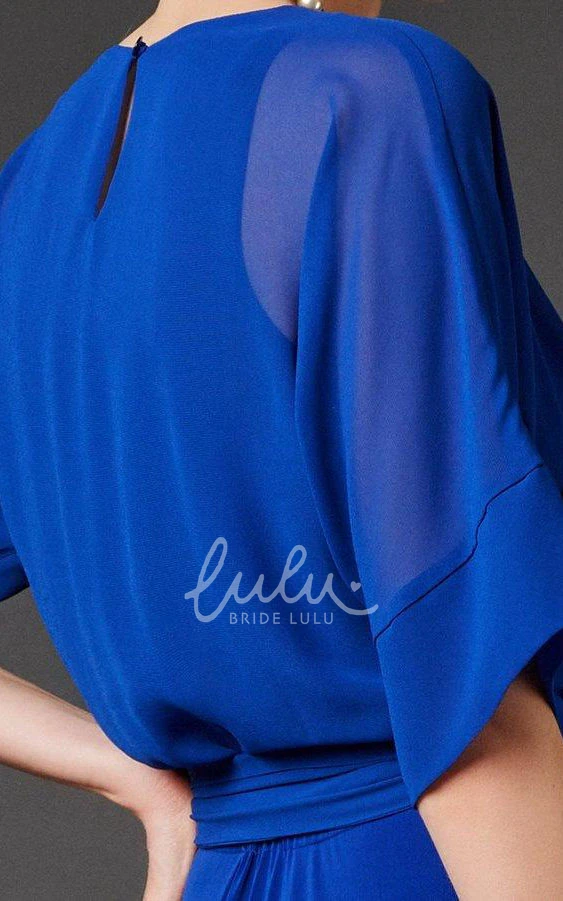 Chiffon Mother of the Bride Dress with Illusion Half Sleeves