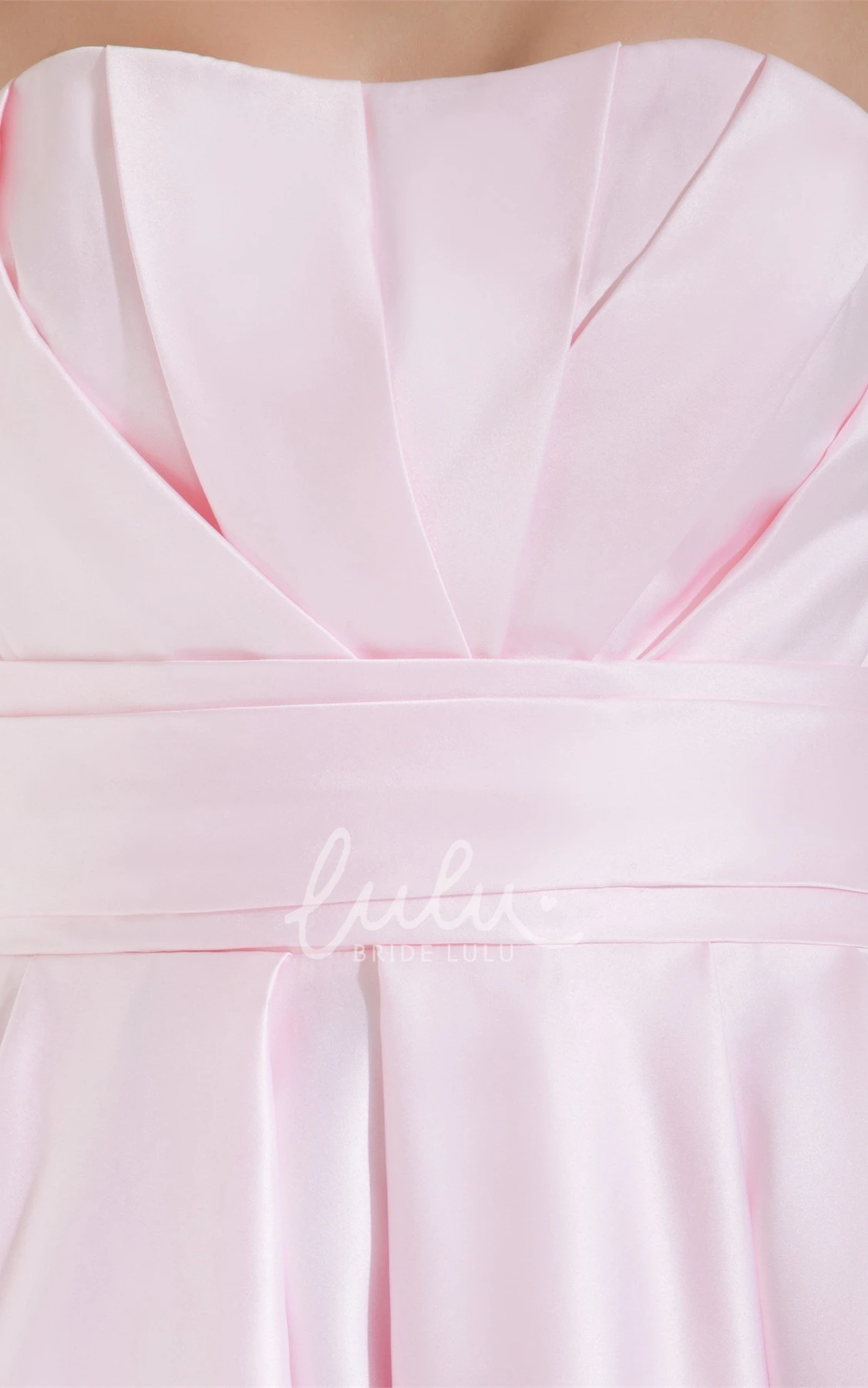 Satin Bridesmaid Dress with Pleats Strapless Sleeveless Short Mini Blushing