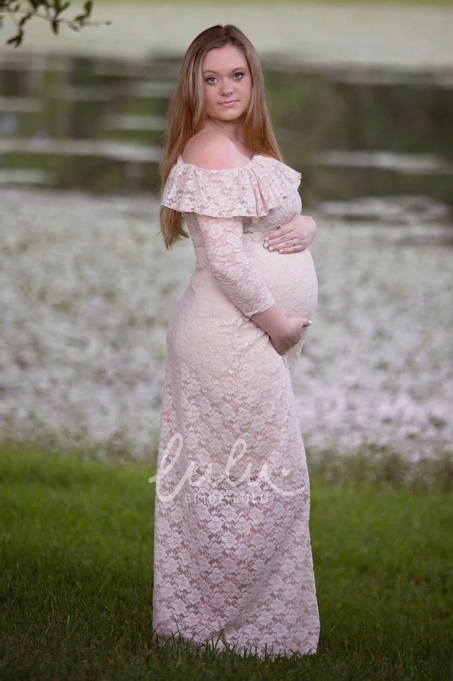 Lace Off-Shoulder Empire Maternity Wedding Dress Elegant 2025 Women's Gown